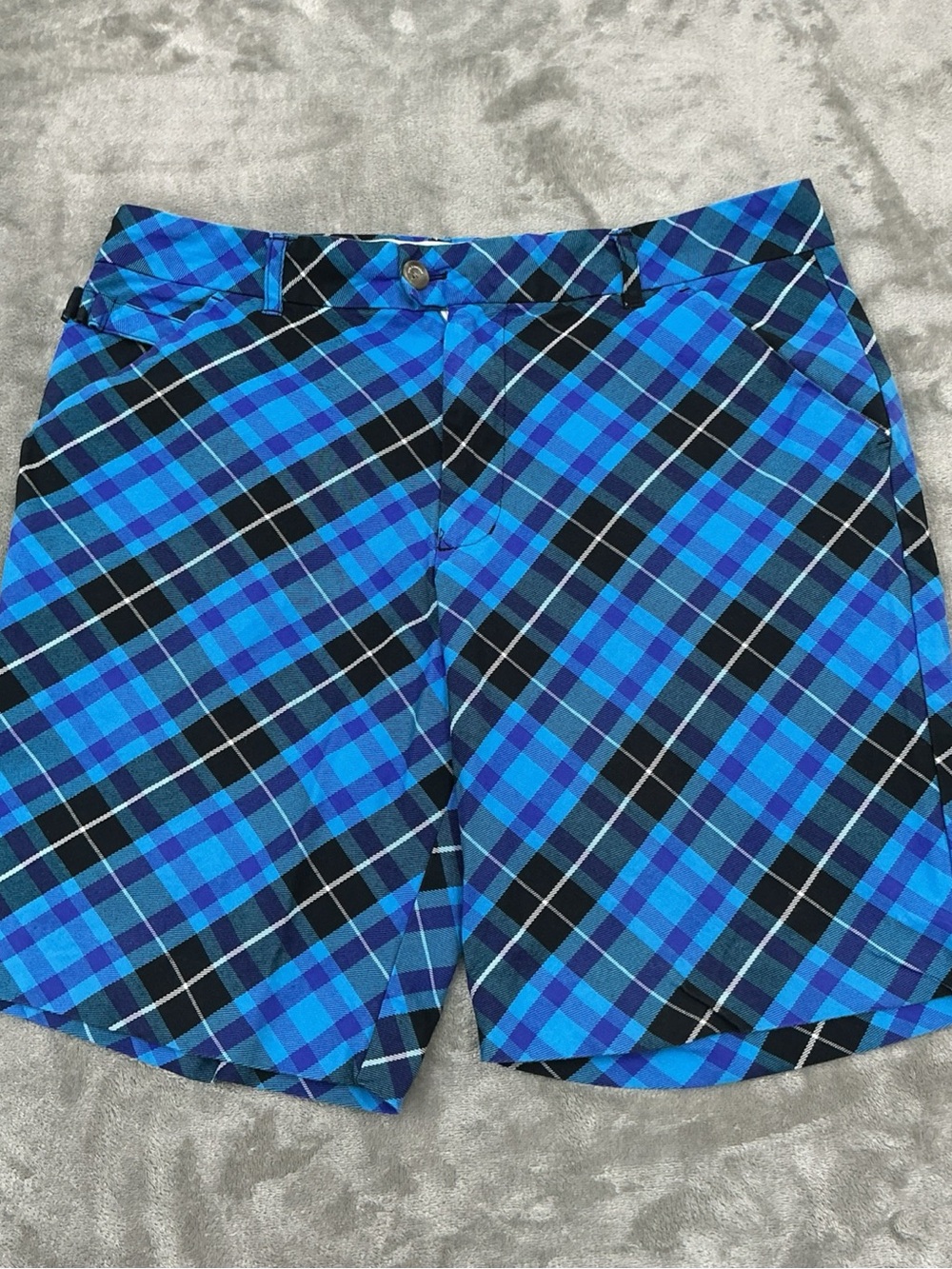 Royal Awesome Blue Plaid Trews Golf Shorts Men’s 34  outdoors Y2K